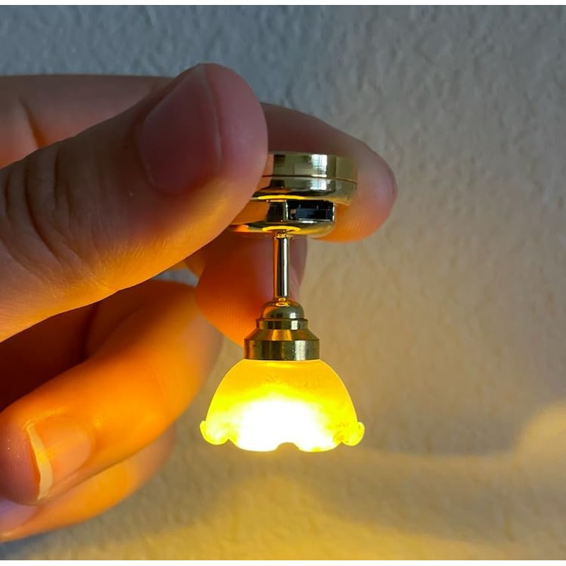AirAds 1:12 Scale Dollhouse Miniatures Golden Ceiling Light Classic Chandelier Living Room Light fixtures