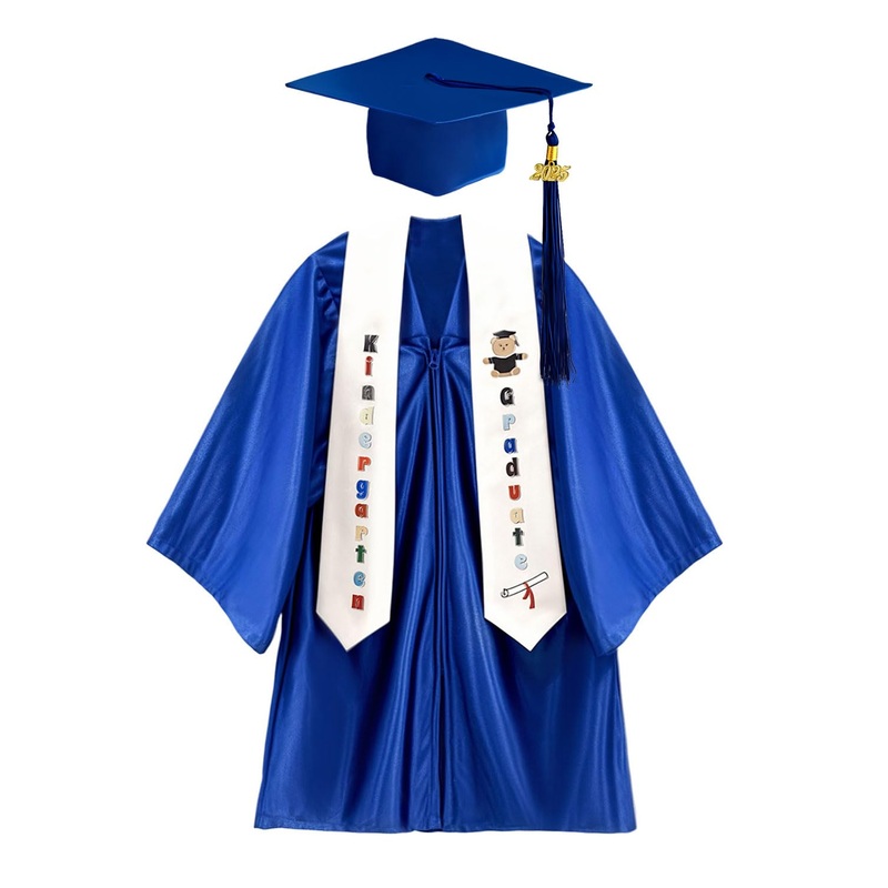 AquaVogue Kids Graduation Cap and Gown Set 2025 -Preschool Graduation Cap with Printed Stole Grad Gift(PINK)