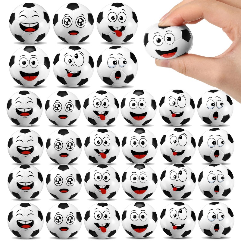 Arrowbash 24 Pcs Mini Face Soccer Stress Balls for Boys Girls Fidget Toys Bulk Foam Balls for Stress and Anxiety Relief Balls fo