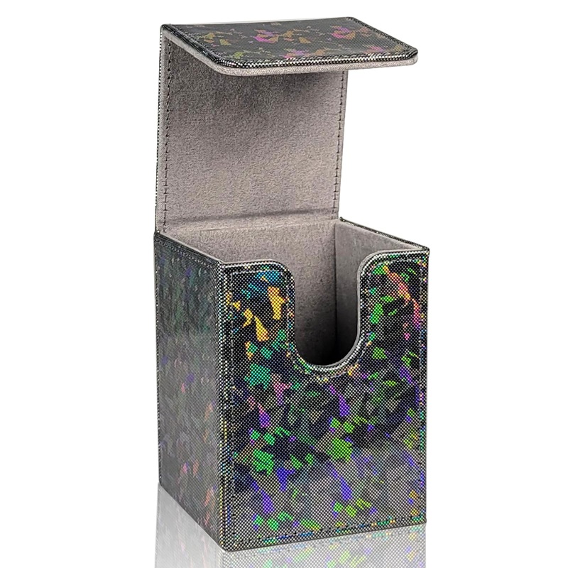Dmoicols Sparkly Card Deck Box Holds 100+ Single Sleeved Cards ,Leather Card Storage Case,MTG Commander Deck Box with 2 Dividers