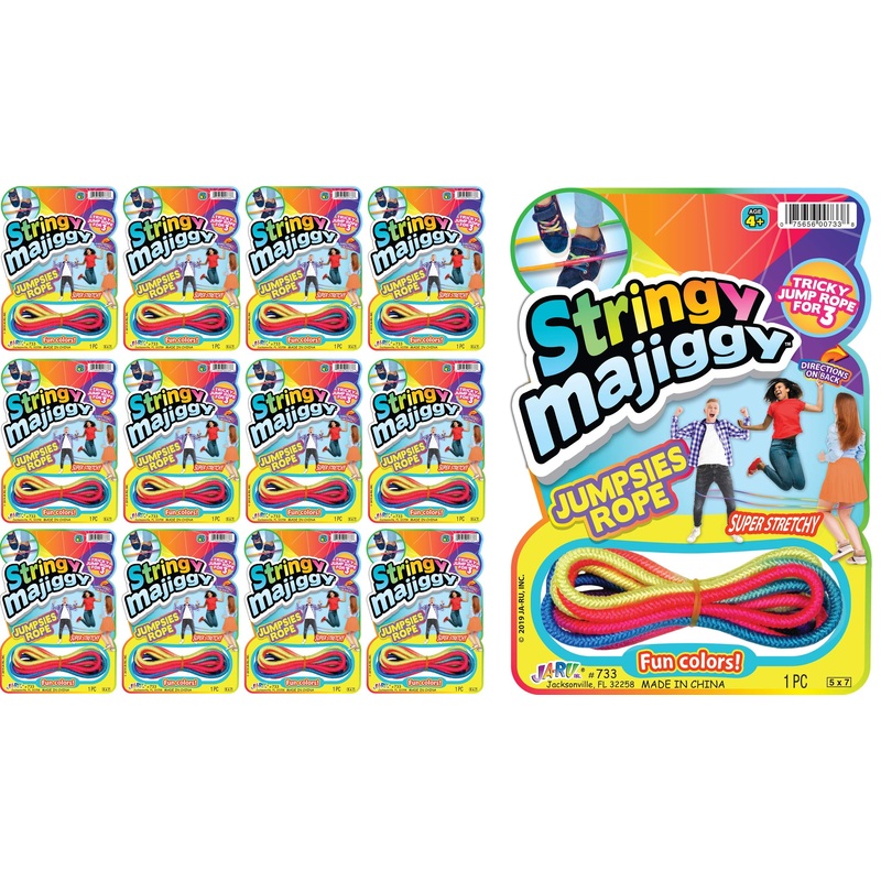 Fun A Ton Elastic Chinese Jump Rope (12 Skipping Rope) Colorful Stretchy Jump Rope for Kids. Boys and Girls Party Favor. Physica