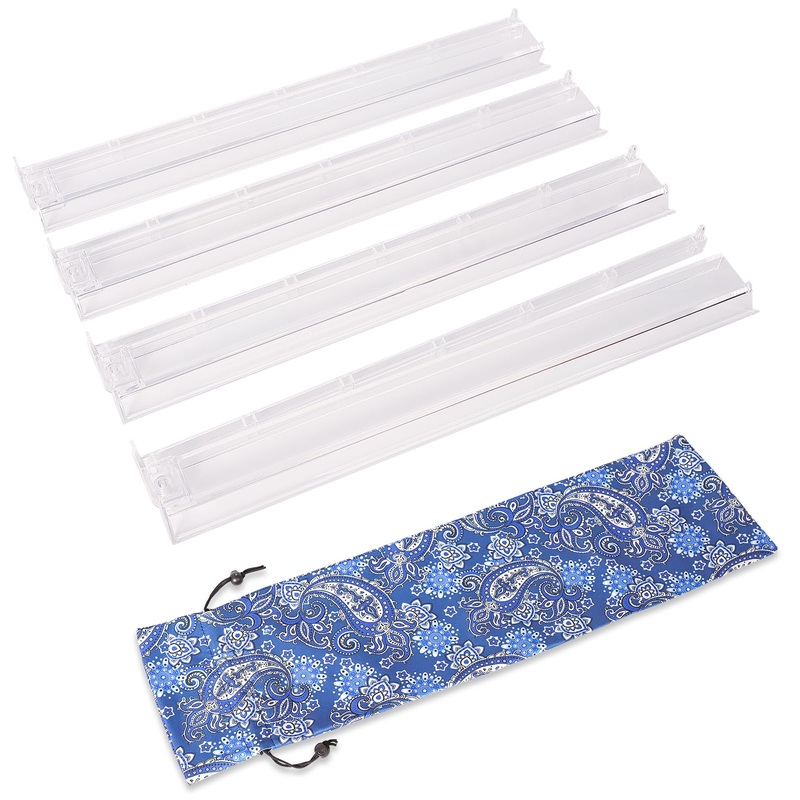 GUSTARIA Mahjong All-in-One Tile Rack & Pusher with Bag, Clear Acrylic Mahjong Combo, Modern American Majiang, Set of 4, White