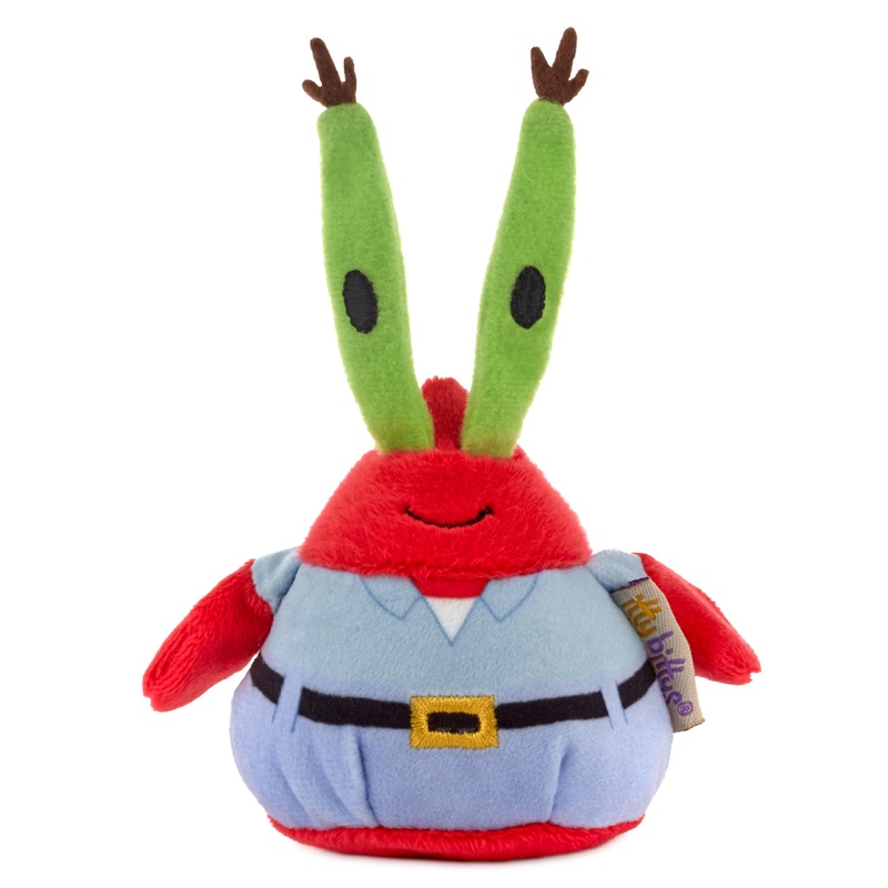 Hallmark itty Bitty Nickelodeon Spongebob Squarepants Plush Toy (Mr. Krabs), 4” Mini Stuffed Animal, Easter Basket Stuffers