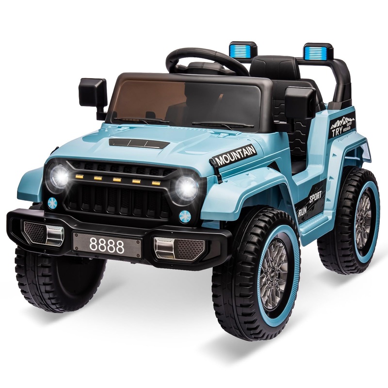 Hetoy Kids Ride On Truck Car, 12V Battery Powered Electric Car w/Parent Remote Control, Spring Suspension, 3 Speeds, LED Lights,