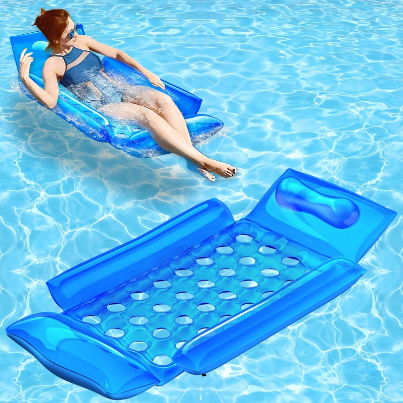 Hipsignal Inflatable Pool Float with Side Cushions, Anti-Tipping Floating Lounger for Adults, Heavy-Duty UV-Resistant Pool Raft