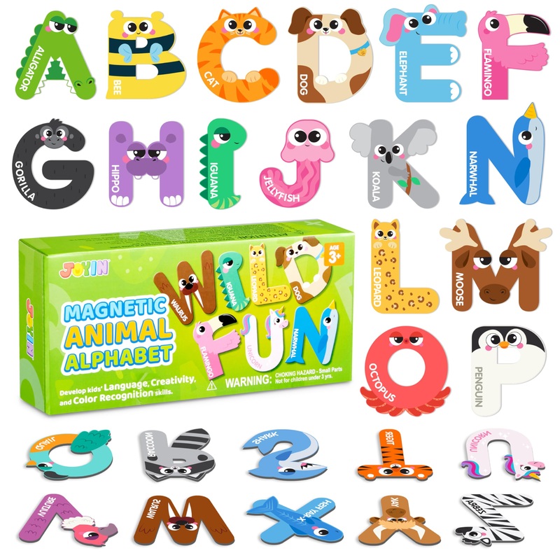 JOYIN Cute Magnetic Letters, 26 Alphabet Fridge Magnets for Toddlers & Kids, Animal Educational Toys, Large Size Preschool ABC S