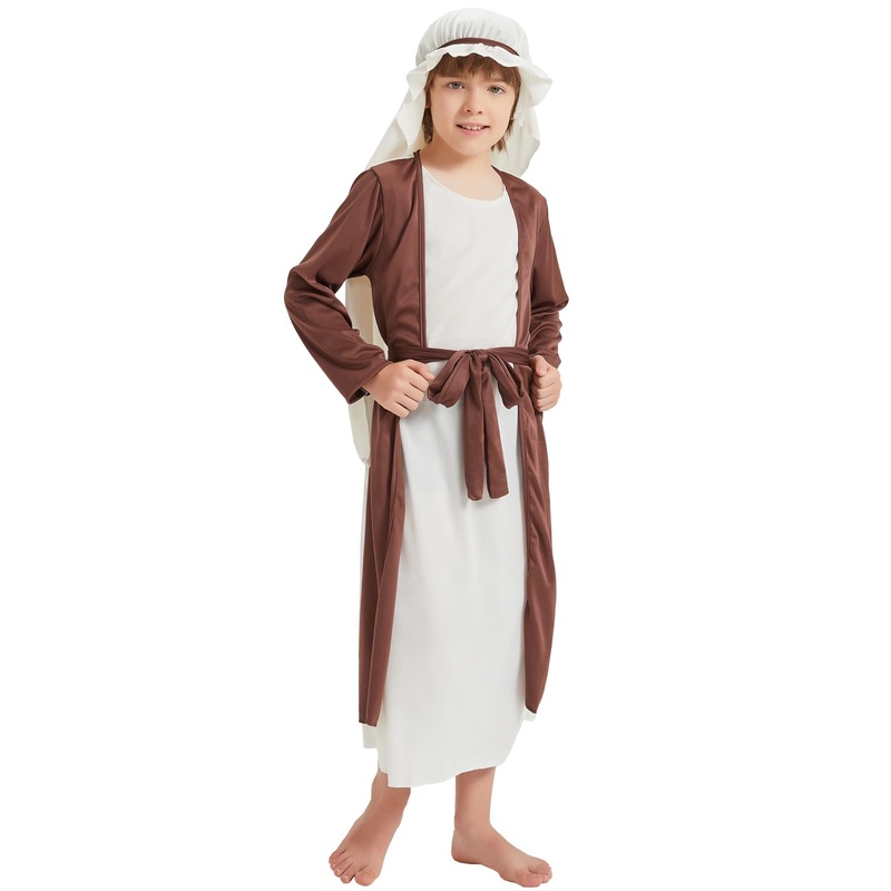 JUICYRAUL Boy Saint Joseph Costume,Biblical Religious Fancy Dress,Shepherd Costume,Perfect for Easter Halloween,Suit for 3+years