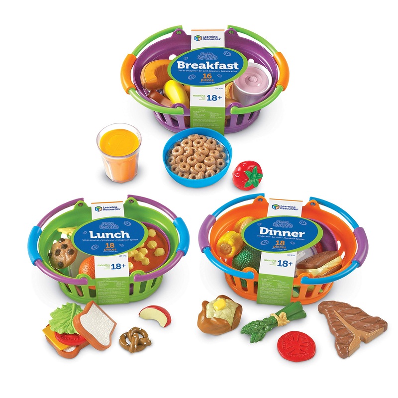 Learning Resources New Sprouts Bundle of Breakfast, Lunch and Dinner – 3 Sets, Ages 18+ months Toddler Pretend Play Food, Educat
