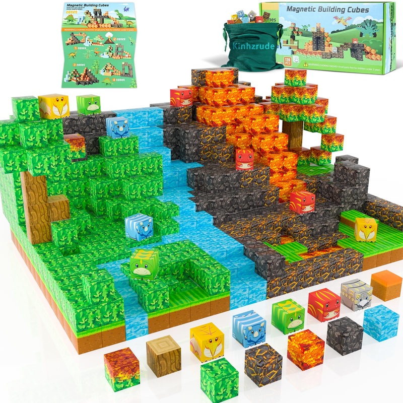 Magnetic Blocks – 120PCS Toy Build Set, Magnetic Building Blocks STEM Sensory Toys, Creative Kids Gift for 3+ Year Old Boys Girl