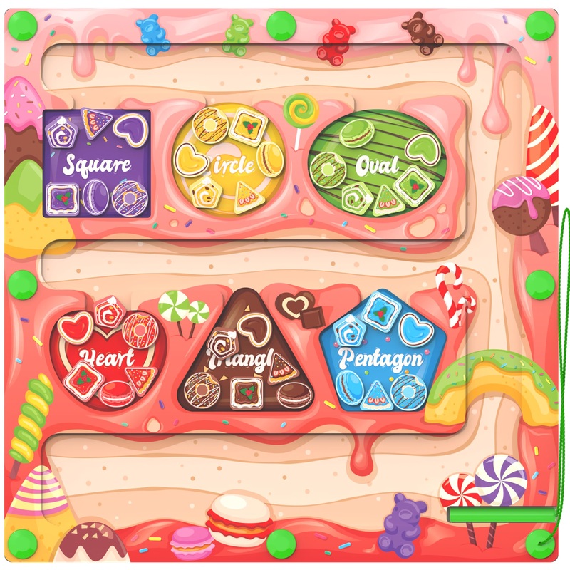 Magnetic Color & Shape Maze – Montessori Toys for 3 Years Old Girl Boy, Color and Shape Sorting Toy, Magnetic Activity Puzzle Bo