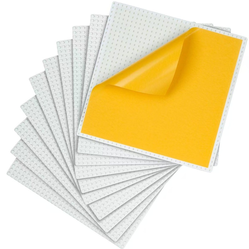MIMAX Peel-and-Stick Baseplates 10PCS (10”x10”), Toy Building Brick Blocks Base Plates, Self Adhesive Baseplate for All Major
