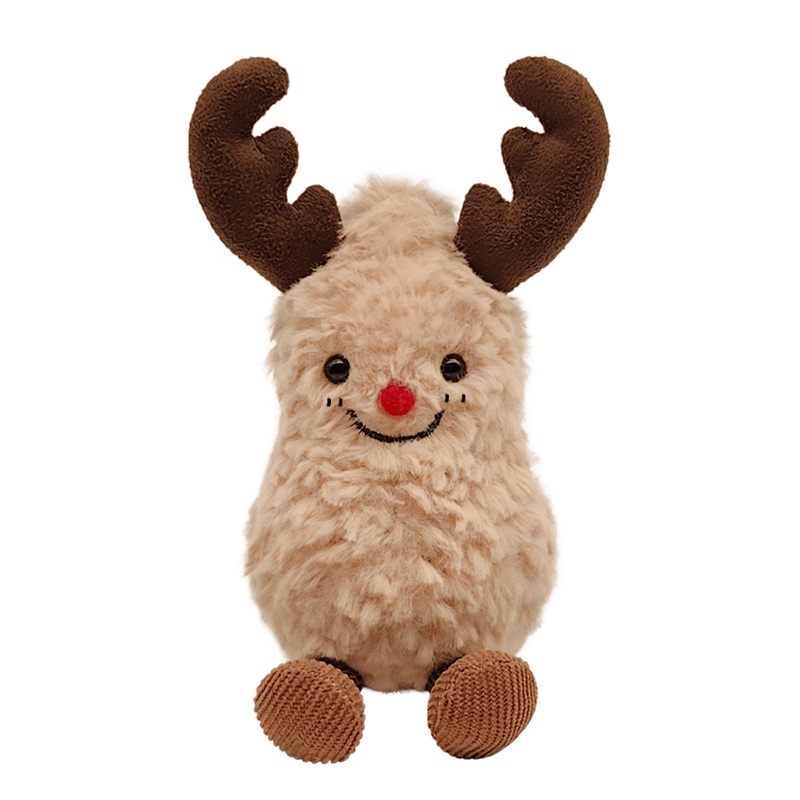 MUALML Cute Peanut Plush Toy, 6” Soft Reindeer Peanut Stuffed Animal Funny Food Plushies with Legs, Adorable Smile Peanut Birth