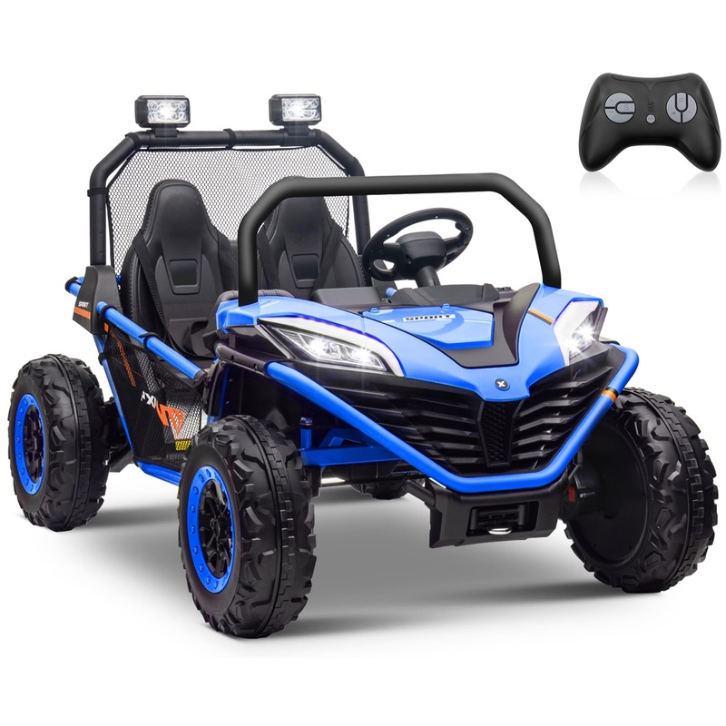 OTTARO 24V 4WD 10 AH Ride on Car Truck, Electric Car UTV 2 Seater for Kids with Metal Frame, Remote Control, Bluetooth-Purple