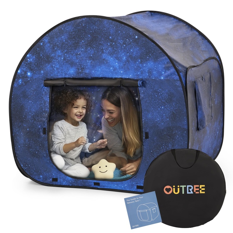 OUTREE Sensory Tent 47 * 47 * 47 in,Starry Night Print,Sensory Tent for Kids with Autism, pop up Play Tent