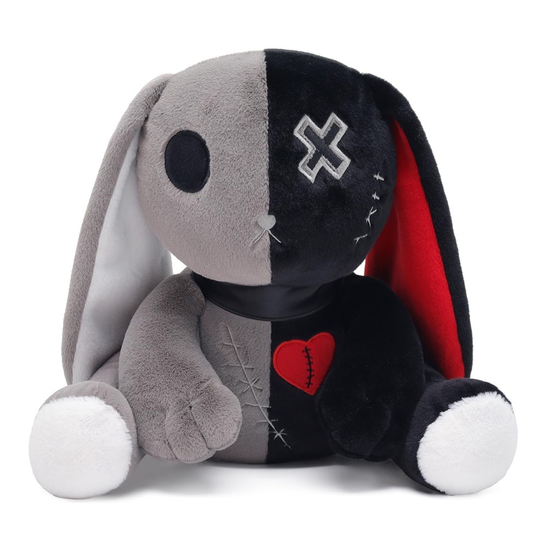 Qleewei Goth Bunny Plush Rabbit Stuffed Animal Horror Plushies Easter Creepy Spooky Bunny Stuffed Animal Crazy Rabbit Plushie To