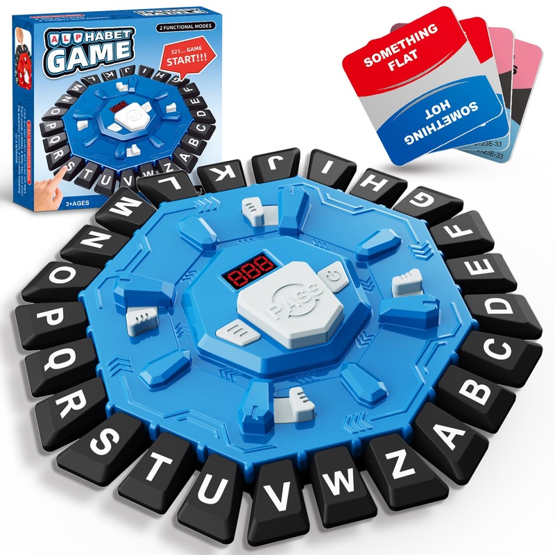 Resflycheng Word Game Family Board Game with Digital Display Timer and 2 Categories Modes Fun Fast-Paced 24-Letter Game for Lear