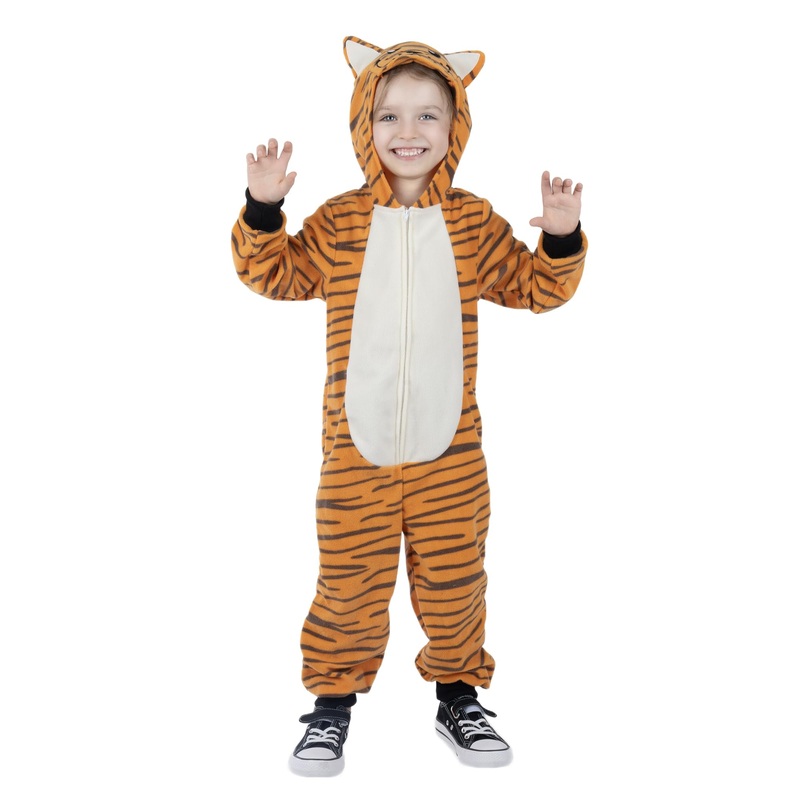 Sincere Party Tiger Onesie Novelty Tiger Jumpuit with EMB Face Costume for Kids S(4-6)