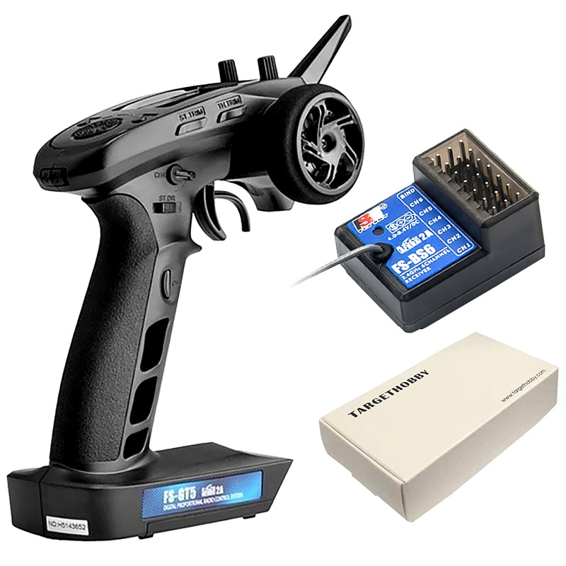 Targethobby Flysky FS GT5 RC Transmitter with FS BS6 Gyro Receiver, 2.4Ghz 6 Channels RC Car Radio Transmitter and Receiver [F.S