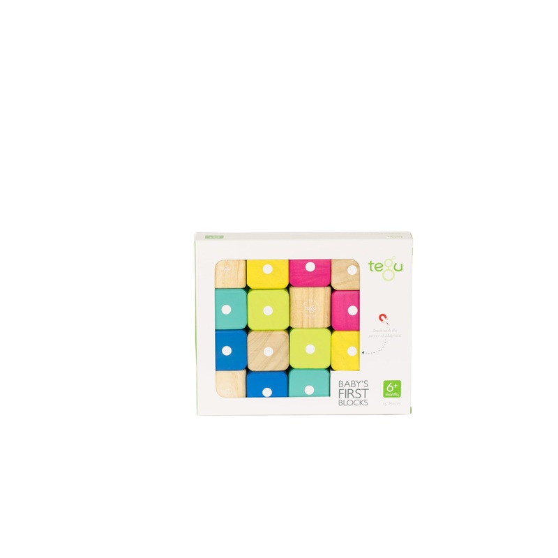 Tegu 15 Piece Magnetic Babys First Building Blocks, Tints