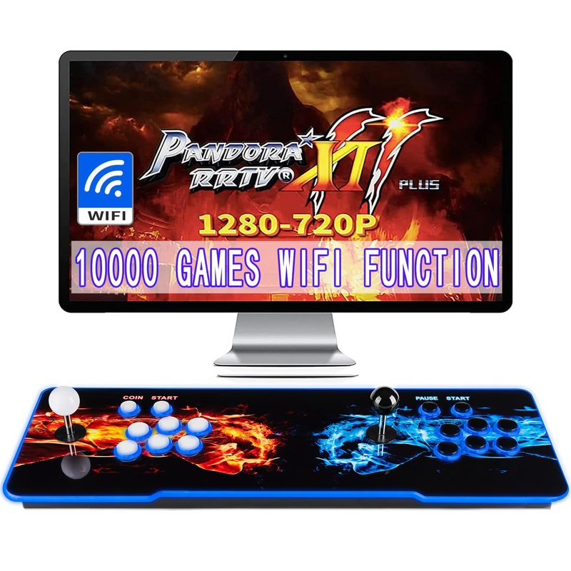 TOJASDN 10000 Games in 1 Pandoras Box Arcade Game Console, 3D Double Stick WiFi Arcade Machine for PC, Projector & TV, Favorite