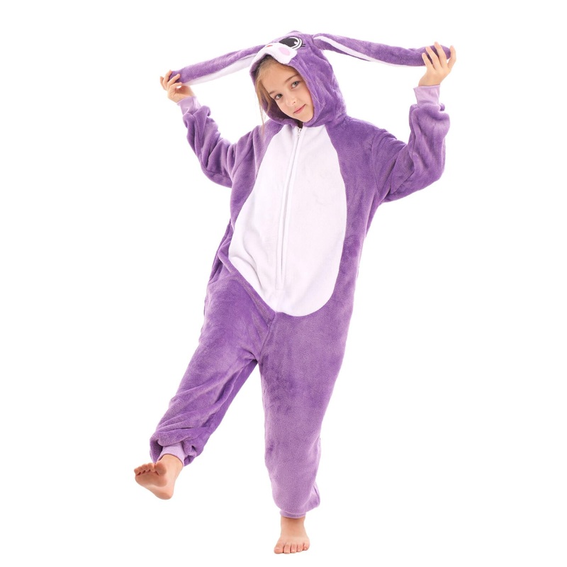 TYONMUJO Animal Onesie Costume for Kids Halloween Costumes for Girls Boys Cosplay Outfit Rabbit Bunny Purple 140