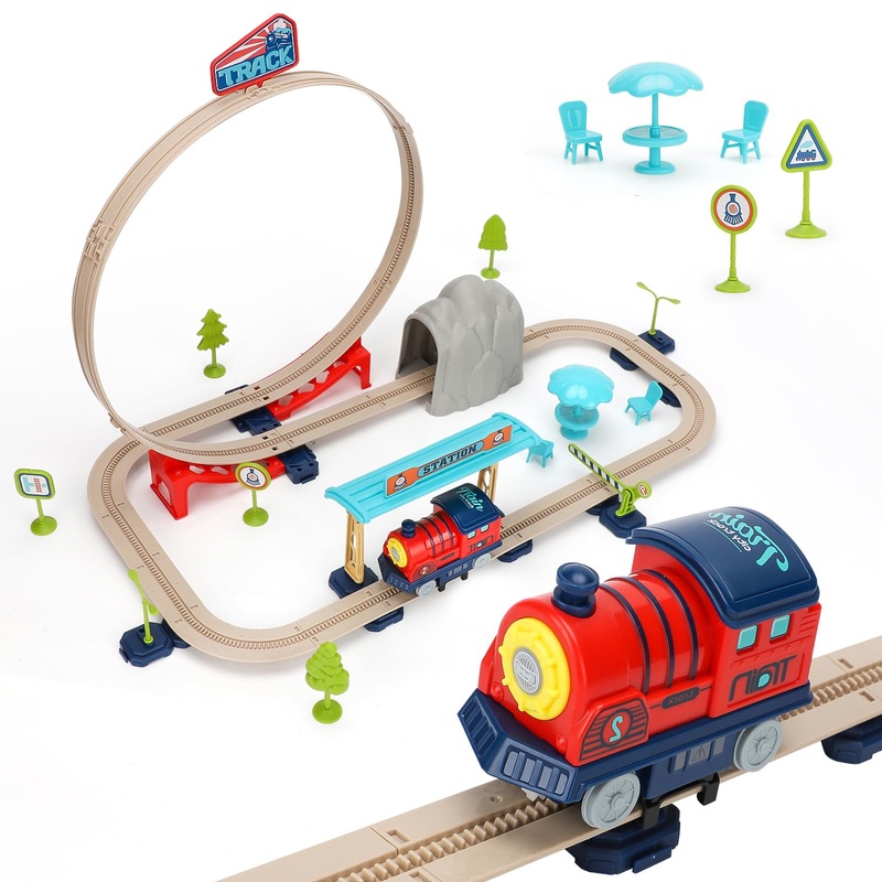 VGY Electric Train Set for Toddlers 2-4, Kids Train Set with Sound, Christmas Loop Train Tracks Toy, Great Gift for Boys and Gir