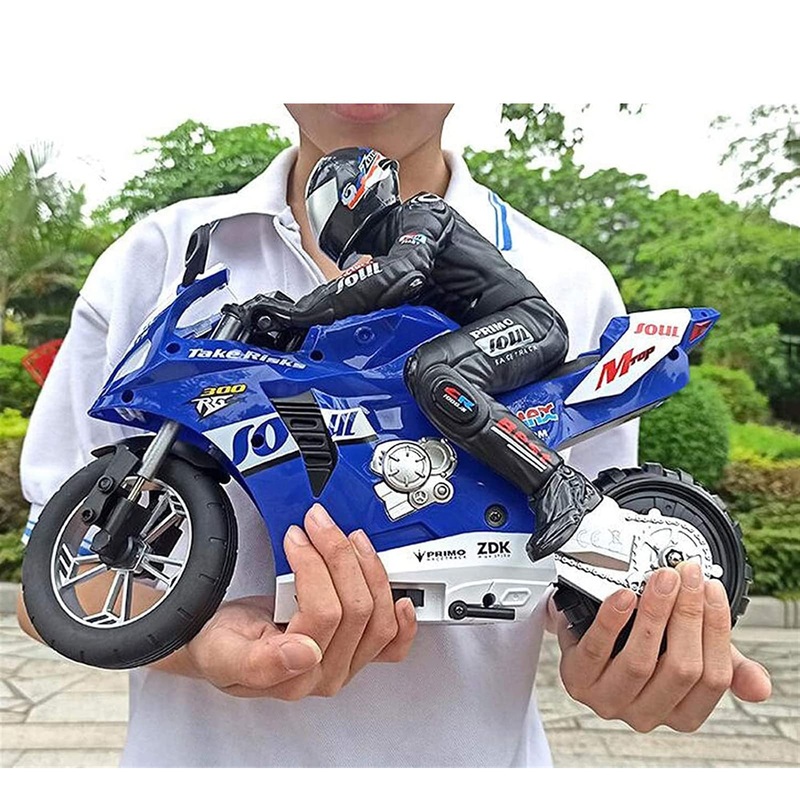 ZAVEIOP Remote Control Motorcycle, High Speed Self Balancing Single Wheel Stunt RC Motorcycle, 1/6 Scale 360 Rotating LED Flashl