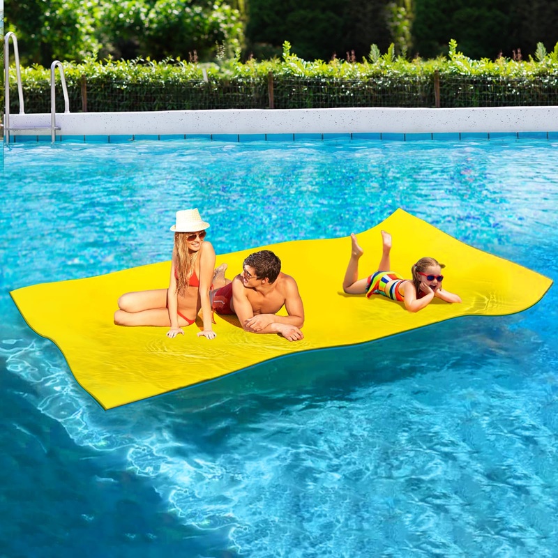 ZIPEAK Lily Pad Floating Mat, 8′ x 4′ Floating Mat for Lake, 3-Layer Tear-Resistant XPE Foam with a 16.4 FT Bungee Tether, A Gre