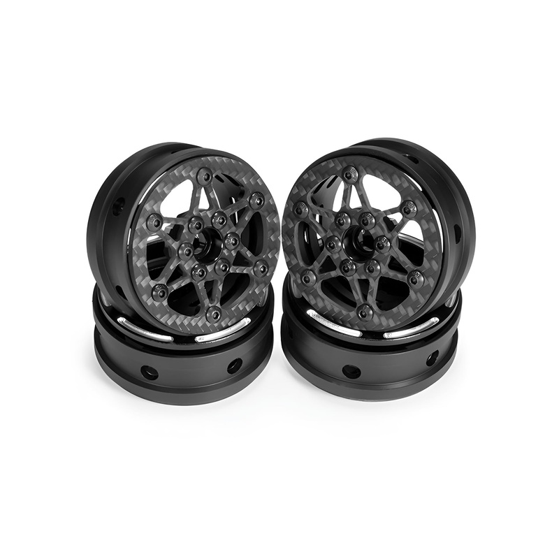 1.9 Beadlock Wheels, 4Pcs Carbon Fiber 1.9 Wheels, 1.41oz/Pcs Lightweight 1.9 Crawler Wheels for Axial SCX10 II SCX10 III Capra