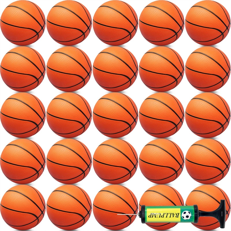 15Pcs 6” Mini Basketball Balls Bulk Small Basketball Set with Pump, PVC Small Basketball for Over The Door Basketball Hoop Game