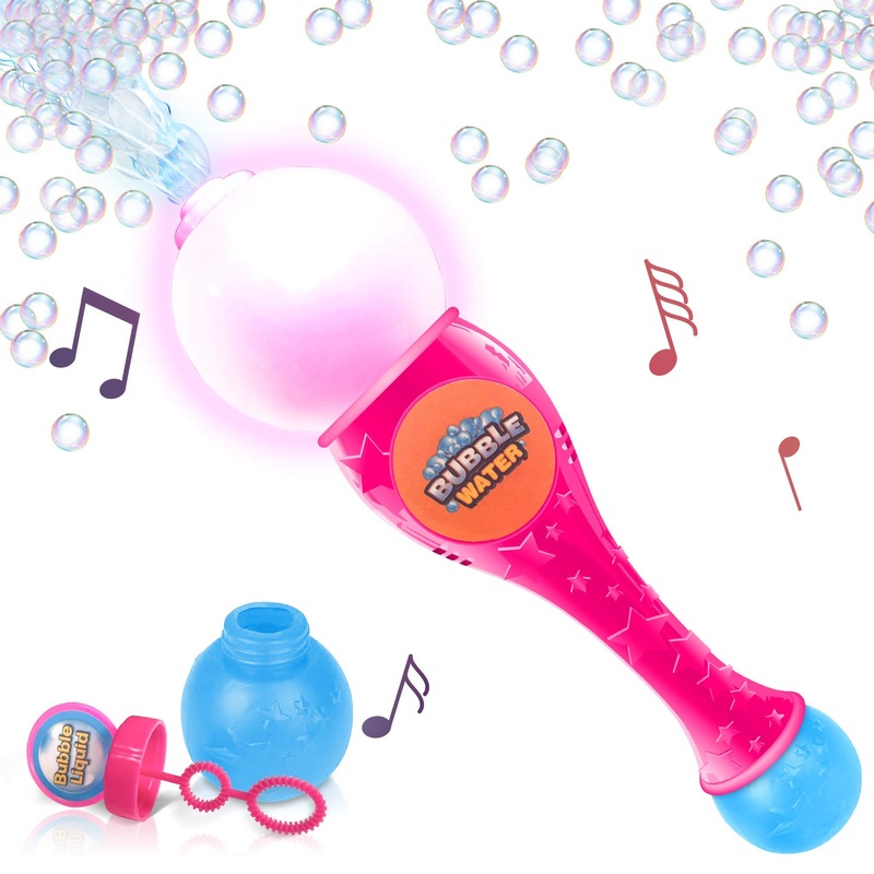 ArtCreativity Bubble Wand for Kids Toys, Light Up Automatic Bubble Blower Maker Wand with LED & Music, Toddler Bubble Toy, Fluid