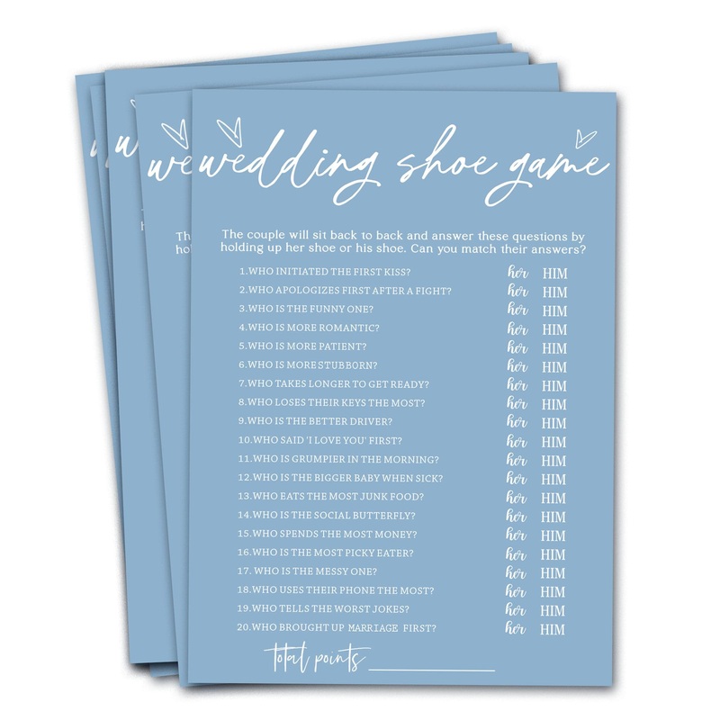 Bridal Shower Games Cards, Wedding Shoe Game, Bridal Shower Games 25 Guests, Engagement Party Wedding Games for Guests, Minimali