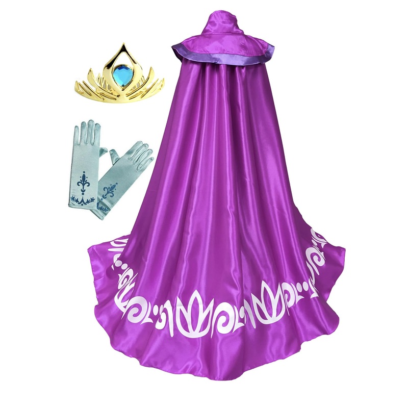 Cokos Box Girls Princess Coronation Accessories Long Cape Cloak Gloves Tiara Set (3-4T, Pink)