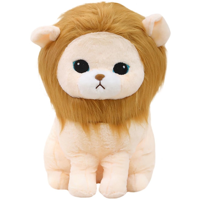 ELAINREN Ultra-Soft Brown Lion Plush Toy Lovely Lion Stuffed Animals Cuddle Lifelike Lion Plush Pillow Decor Gifts/16.5”