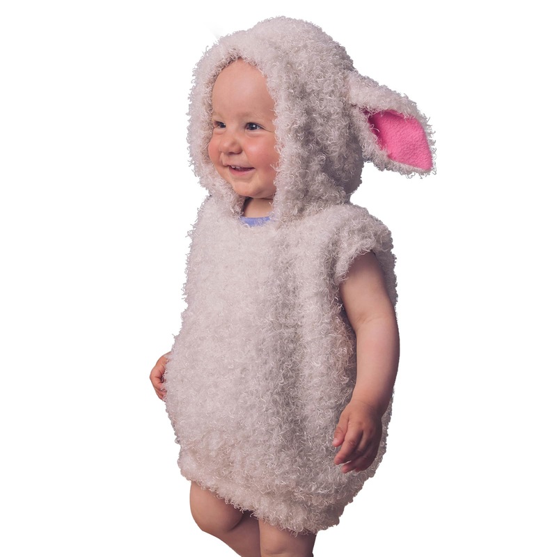 FEIBEL Kids Sheep Costume Boys Girls Furry Hooded Vest Cute Animal Costume Little Lamb Christmas Outfits (White, 6-7 Years)