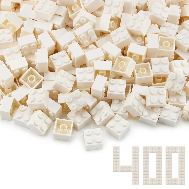 Feleph 2×2 Bricks White 400 Pieces Parts Classic Building Creative Play Blocks Set Toy Classic Accessories Creative Play Compati