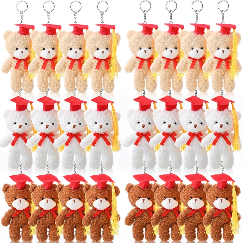 Foilswirl 24 Pcs Class of 2025 Mini Graduation Bears Bulk 4. 72” Grad Bears Stuffed Animal Plush with Cap for Prek Kindergarten