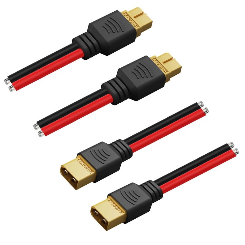 GRZWAYS 2 Pairs XT60 Plug Female and Male Connector with 12AWG Wire for RC Lipo Battery Cable Drone Car Boat