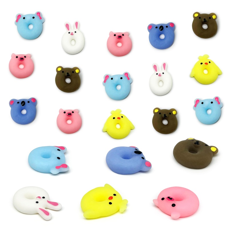 JIAHO Kawaii Squishies 9 Pcs Donut Mochi Squishy Toys for Kids Classroom Prizes, Party Favors, Birthday – Cute Mini Animals Moch