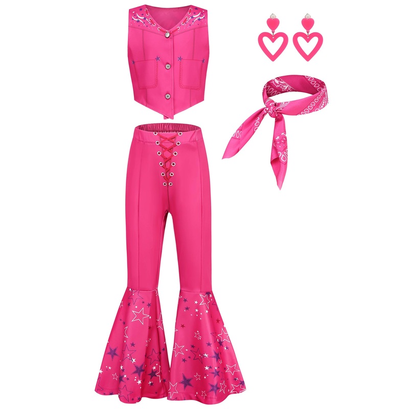 LAUPHIE Girls Pink Costume Dress Cosplay Costumes for Girls Birthday Party Costumes with Accessories