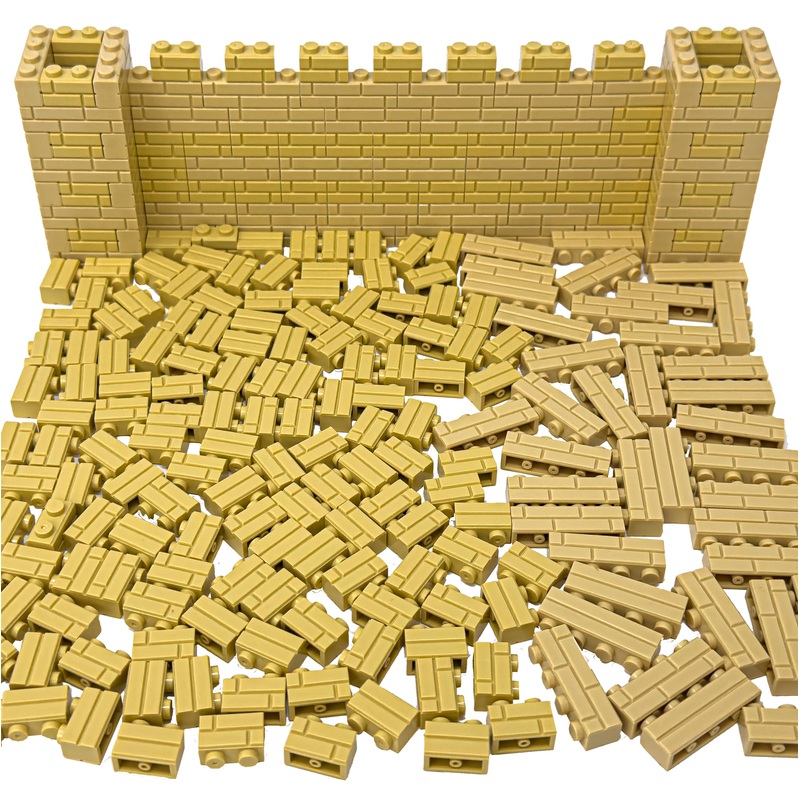 Minizfigs 265 Pieces Tan Masonry Profile Bricks Set Building Blocks for Bulk Brick Wall Parts and Pieces City Castle Medieval Co