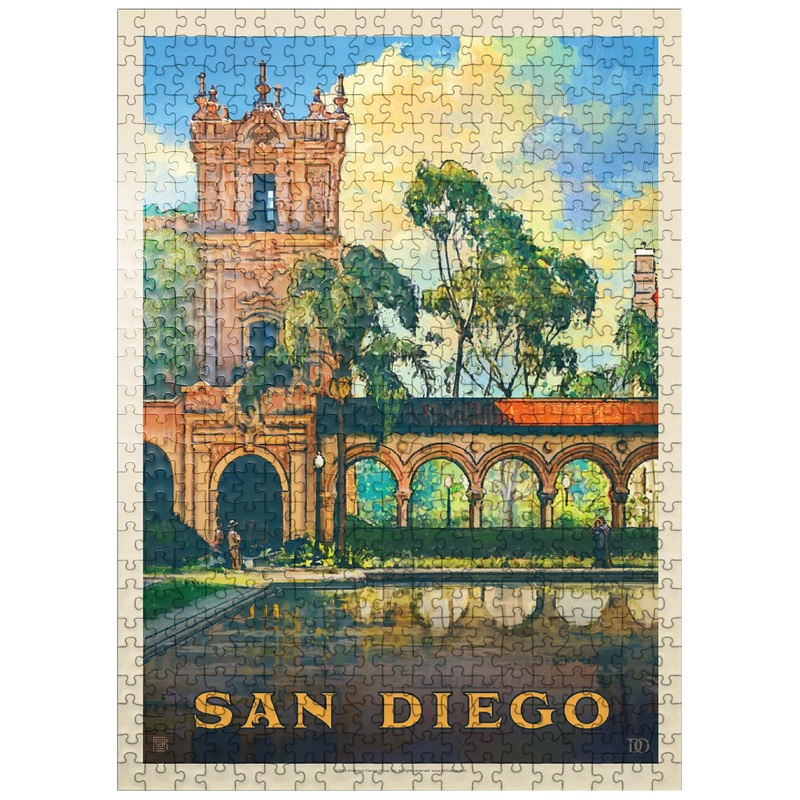 MyPuzzle San Diego, CA: Balboa Park, Vintage Poster – Premium 500 Piece Jigsaw Puzzle for Adults