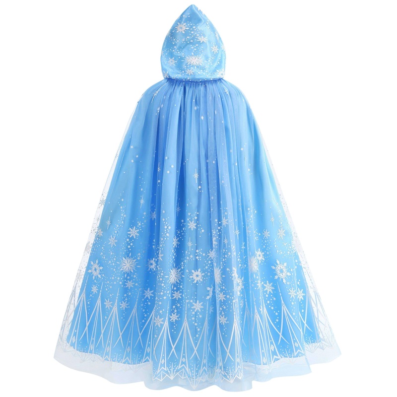 PURFEEL Girls Cape for Elsa Dress up Kids Hooded Cloak Costume Blue 7-10Years