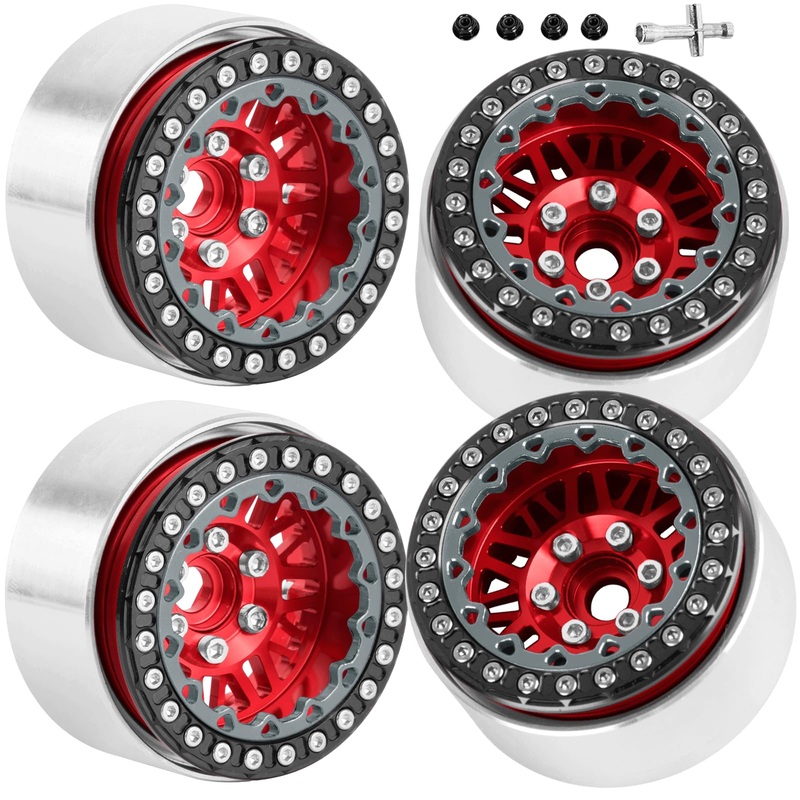 RCarmubWow RC 1.9” Beadlock Wheels 1.9 Beadlock Rims for 1/10 SCX10 90046 AX103007 TRX4 TRX6 Gen7 8 D90 VS4-10 MST CFX RC Crawl