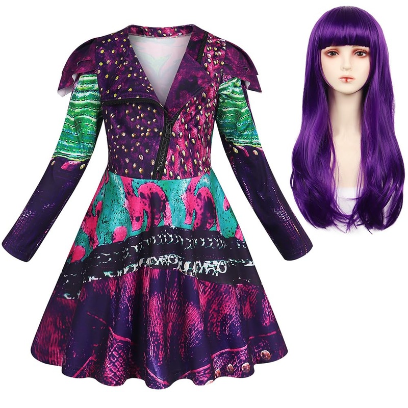 Sukyfecde Princess Costume for Girls Princess Dresses Cosplay Clothes Birthday Party Dress Up with Wig Halloween Outfit Size 7-8