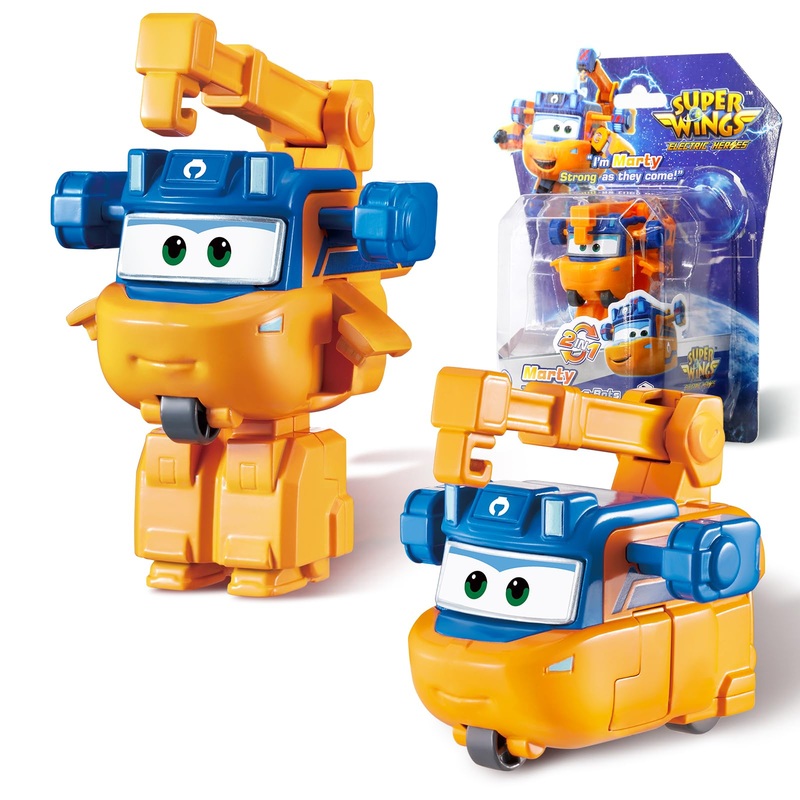 Super Wings Transforming Toys, 2 in Marty Robot Transformable Action Figures, 2-in-1 Mode Robot Transform Toys for Boys Girls 4-