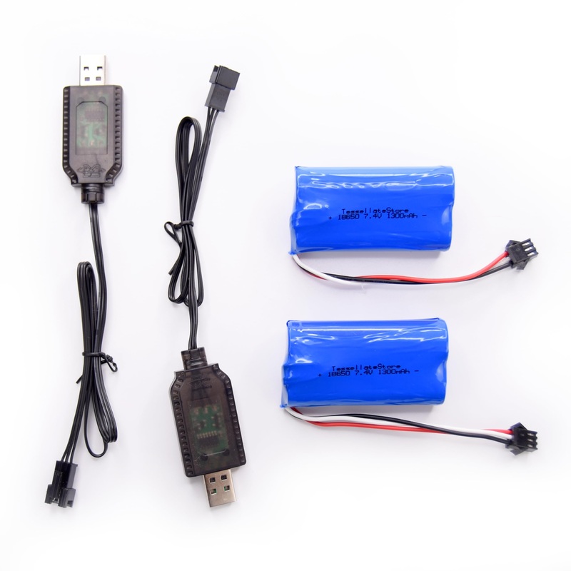 TessellateStore – 7.4V – Li-Ion – 1300mAh – SM-3P – Rechargeable Battery Charger (2 Batteries + 2 Chargers) 9.62-Watt-Hours