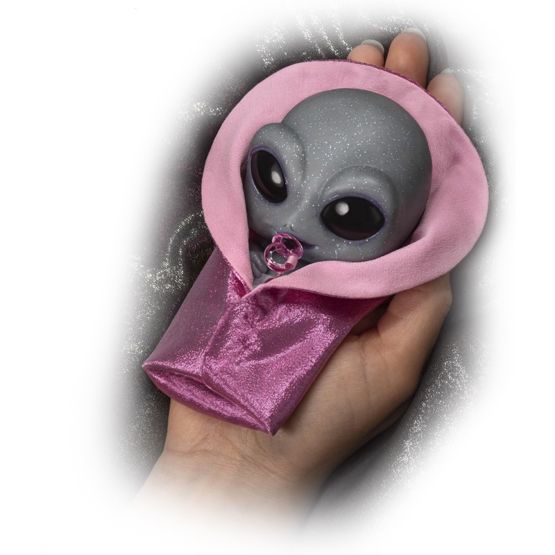 The Ashton-Drake Silicone Alien Baby Doll Zoe, 4 Inches, with Blanket, Diaper and Pacifier, Glittery Skin