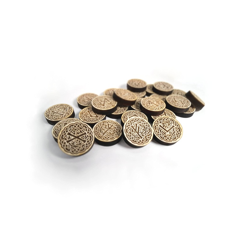 Wooden Knotwork Viking Rune Set Elder Futhark, solid wood, viking pagan gift set