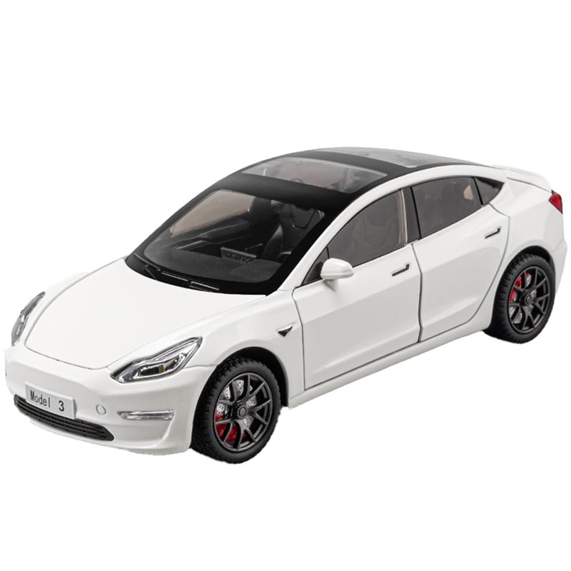 1/24 Model 3 Toy Car for Boys, Zinc Alloy Diecast Metal Model 3 Model Car Pull Back Car Toy Vehicles with Sound and Music, Suita